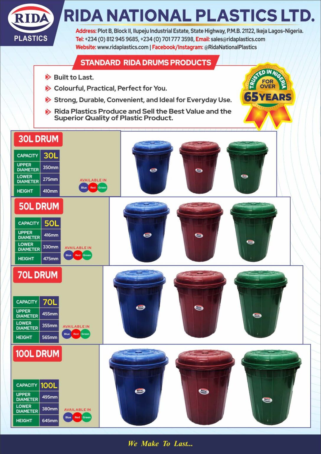 Rida Sas STANDARD RIDA PRODUCTS – Rida Plastics